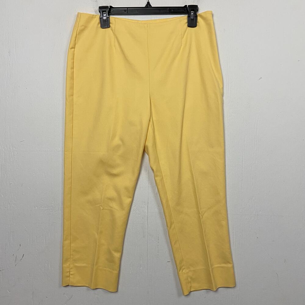 Chico’s Women's Yellow Flat Front Cotton Stretch Crop Chino Pant Size 10